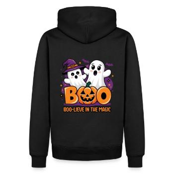 Süßes Geist Halloween Outfit Damen - Männer Premium Bio Hoodie - Schwarz - Hinten - Nico (187cm)