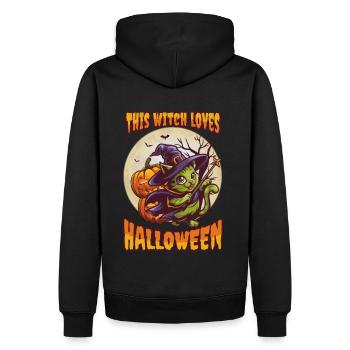 Süßes Hexenkatze Halloween Outfit Damen - Männer Premium Bio Hoodie - Schwarz - Hinten - Nico (187cm)