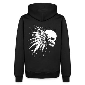 Crâne avec des ailes pour motards – look grunge - Sweat à capuche Premium bio Homme - noir - Dos - Nico (187cm)