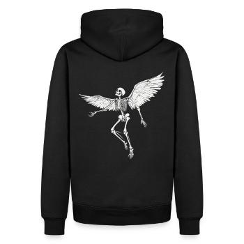 Skelett mit Flügel für Biker – Extravagant - Männer Premium Bio Hoodie - Schwarz - Hinten - Nico (187cm)