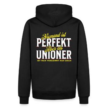 Personne n’est parfait, mais en tant qu’Unionien, il est proche - Sweat à capuche Premium bio Homme - noir - Dos - Nico (187cm)