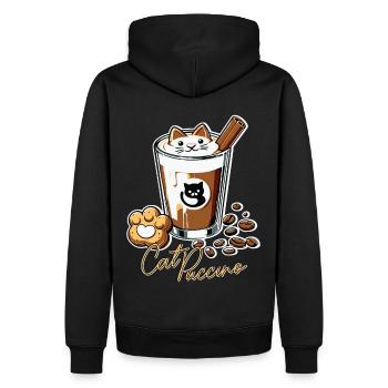 Catpuccino - Kaffee Liebhaber Outfit für Herbst - Männer Premium Bio Hoodie - Schwarz - Hinten - Nico (187cm)