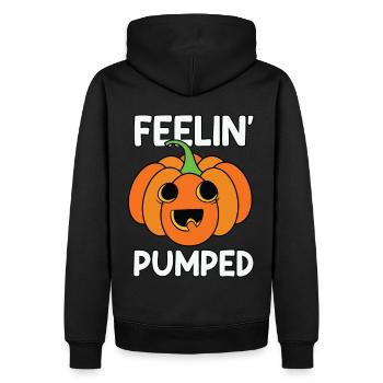 Voll Kürbis-Energie - Lustiges Herbst Outfit - Männer Premium Bio Hoodie - Schwarz - Hinten - Nico (187cm)