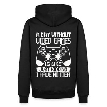Ein Tag ohne Videospiele – Witziger Gamer Spruch - Männer Premium Bio Hoodie - Schwarz - Hinten - Nico (187cm)