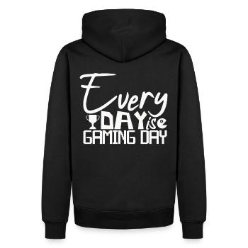 Gaming Zocker Jeder Tag ist ein Gaming-Tag - Männer Premium Bio Hoodie - Schwarz - Hinten - Nico (187cm)