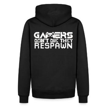 Les joueurs ne meurent pas, ils réapparaissent, jouent, jouent - Sweat à capuche Premium bio Homme - noir - Dos - Nico (187cm)