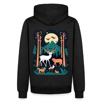 Zauberwald Wildtierszene – Naturabenteuer - Männer Premium Bio Hoodie - Schwarz - Hinten - Nico (187cm)