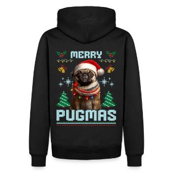 Ugly Christmas Pug Merry Pugmas Partenaire - Sweat à capuche Premium bio Homme - noir - Dos - Nico (187cm)