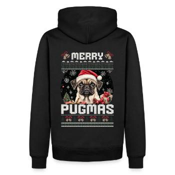 Mops Ugly Christmas Merry Pugmas Partnerlook - Männer Premium Bio Hoodie - Schwarz - Hinten - Nico (187cm)