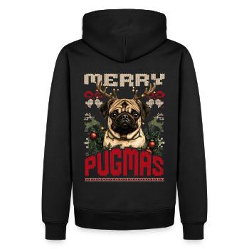 Mops Ugly Christmas Sweater Merry Pugmas Style - Männer Premium Bio Hoodie - Schwarz - Hinten - Nico (187cm)