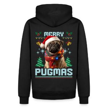 Merry Pugmas Mops Ugly Christmas Party Look - Männer Premium Bio Hoodie - Schwarz - Hinten - Nico (187cm)