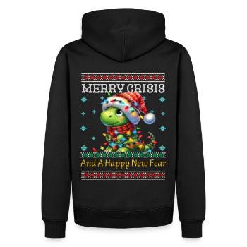 T-Rex Ugly Christmas Merry Crisis Weihnachten - Männer Premium Bio Hoodie - Schwarz - Hinten - Nico (187cm)