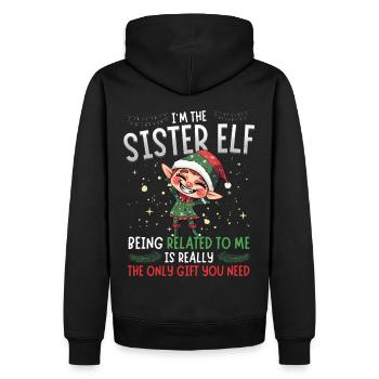 witziJe suis la sœur elfe - Look partenaire de Noël - Sweat à capuche Premium bio Homme - noir - Dos - Nico (187cm)