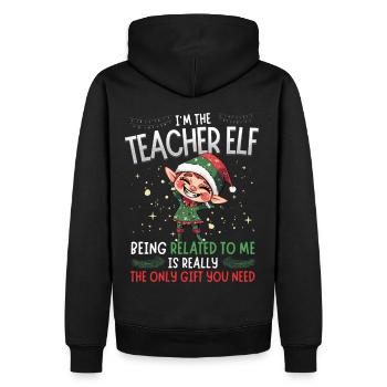 weihnJe suis l’elfe enseignant - Partenaire Look Noël - Sweat à capuche Premium bio Homme - noir - Dos - Nico (187cm)