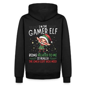 weihnachI'm the Gamer Elf - Partnerlook Weihnachte - Männer Premium Bio Hoodie - Schwarz - Hinten - Nico (187cm)