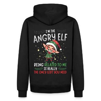 wI’m the Angry Elf - Look partenaire de Noël - Sweat à capuche Premium bio Homme - noir - Dos - Nico (187cm)