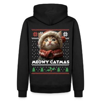 Le look de Noël assorti de Meowy Catma avec chaton - Sweat à capuche Premium bio Homme - noir - Dos - Nico (187cm)