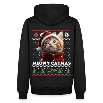 Le look de Noël assorti de Meowy Catma avec chaton - Sweat à capuche Premium bio Homme - noir - Dos - Nico (187cm)