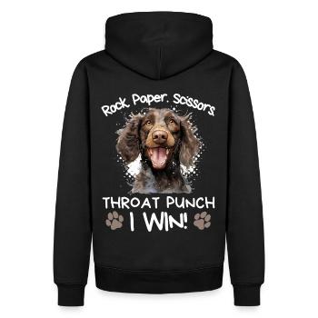 Rock Paper Scissors Throat Punch - Spaniel - Männer Premium Bio Hoodie - Schwarz - Hinten - Nico (187cm)