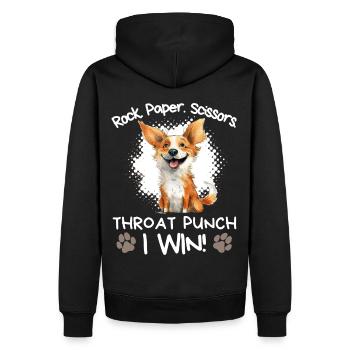 Roche Papier Ciseaux Drôle Corgi Sarcasme - Sweat à capuche Premium bio Homme - noir - Dos - Nico (187cm)