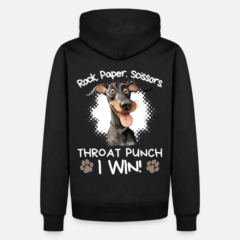 Roche Papier Ciseaux Doberman Sarcastique - Sweat à capuche Premium bio Homme - noir