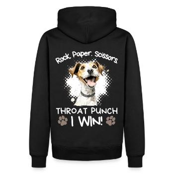 Roche Papier Ciseaux Jack Russell Terrier Humour - Sweat à capuche Premium bio Homme - noir - Dos - Nico (187cm)