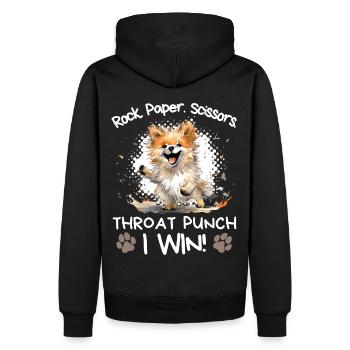 Roche Papier Ciseaux Poméranien Drôle Sarcastique - Sweat à capuche Premium bio Homme - noir - Dos - Nico (187cm)