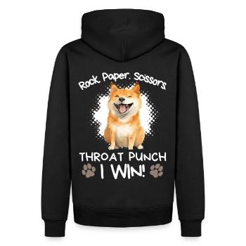 Roche Papier Ciseaux Shiba Inu Sarcasme Humour - Sweat à capuche Premium bio Homme - noir - Dos - Nico (187cm)