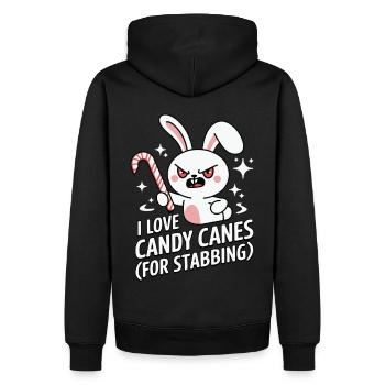 J’aime les cannes de bonbon Lapin de Noël drôle - Sweat à capuche Premium bio Homme - noir - Dos - Nico (187cm)