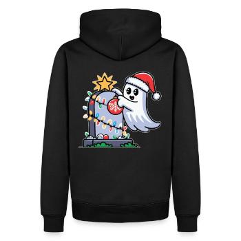 Fantôme de Noël avec pierre tombale - Sweat à capuche Premium bio Homme - noir - Dos - Nico (187cm)