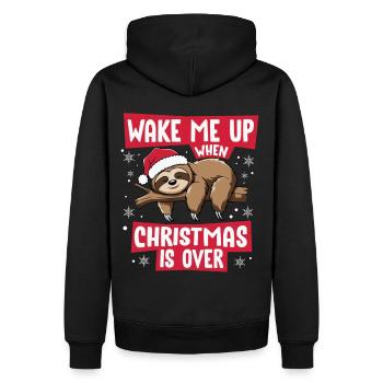 Wake Me Up Lustiges Weihnachtsfaultier Weihnachten - Männer Premium Bio Hoodie - Schwarz - Hinten - Nico (187cm)