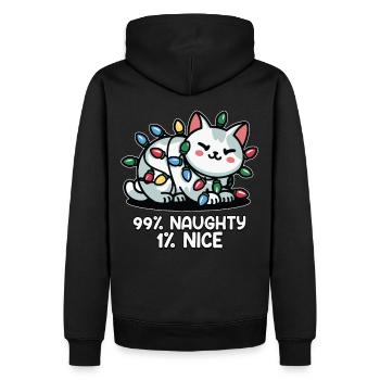 99% Naughty Lustige Weihnachts-Katze Lichterkette - Männer Premium Bio Hoodie - Schwarz - Hinten - Nico (187cm)