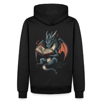 geVerspielter grauer Drache Magische Geschichtenfa - Männer Premium Bio Hoodie - Schwarz - Hinten - Nico (187cm)