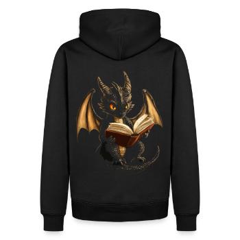 Schwarzer Drache – Mystik für Bücherliebhaber - Männer Premium Bio Hoodie - Schwarz - Hinten - Nico (187cm)