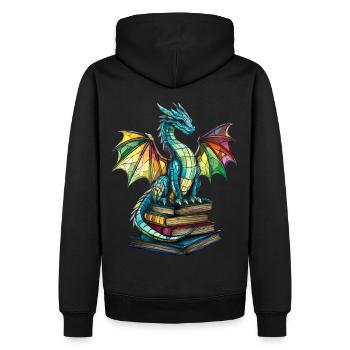 Buntglas-Drache – Kunstvolles Design Fantasy-Fans - Männer Premium Bio Hoodie - Schwarz - Hinten - Nico (187cm)