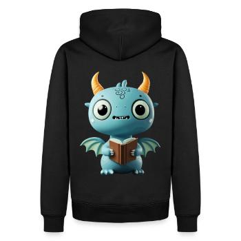 Verspielter blauer Drache – Fantasie für Leser - Männer Premium Bio Hoodie - Schwarz - Hinten - Nico (187cm)