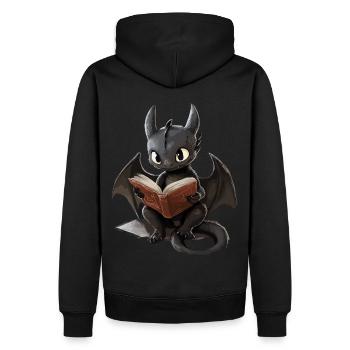 Niedlicher schwarzer Drache – Fantasie Bücherfans - Männer Premium Bio Hoodie - Schwarz - Hinten - Nico (187cm)