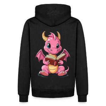Süßer pinker Drache – Magisches Design für Kinder - Männer Premium Bio Hoodie - Schwarz - Hinten - Nico (187cm)