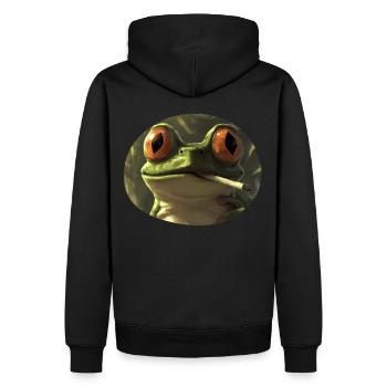 Kiffender Reptil‑Frosch: Cannabis‑Quak pur - Männer Premium Bio Hoodie - Schwarz - Hinten - Nico (187cm)