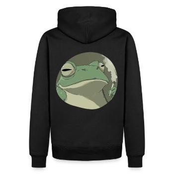 Stoner frog fume : Drôle de croassement de cannabis - Sweat à capuche Premium bio Homme - noir - Dos - Nico (187cm)