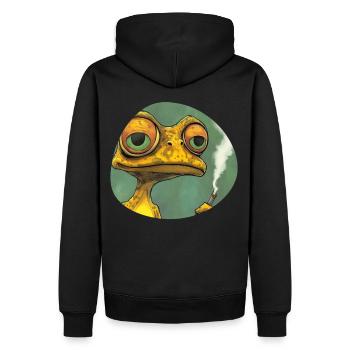 Drôle d’herbe jaune fumée grenouille fumant de l’herbe, - Sweat à capuche Premium bio Homme - noir - Dos - Nico (187cm)