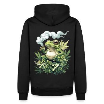 Frosch mit Joint - Rauchender Weed Frosch - Männer Premium Bio Hoodie - Schwarz - Hinten - Nico (187cm)