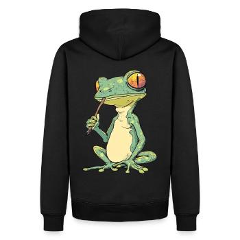 Frosch mit Joint im Mund - Weed Frosch Design - Männer Premium Bio Hoodie - Schwarz - Hinten - Nico (187cm)