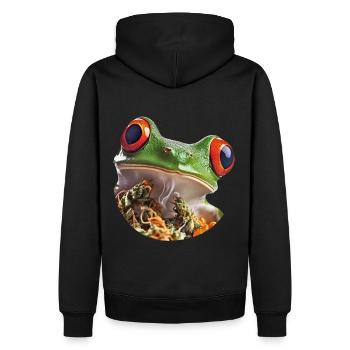 Marihuana Frosch mit roten Augen - Weed Design - Männer Premium Bio Hoodie - Schwarz - Hinten - Nico (187cm)