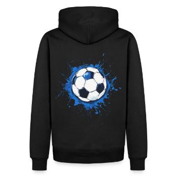 Blue Splash Football - Cool Club Logo - Men’s Premium Organic Hoodie - black - Back - Nico (187cm)