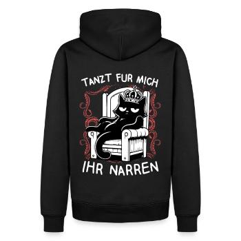 Tanzt für mich ihr Narren - König faule Katze - Männer Premium Bio Hoodie - Schwarz - Hinten - Nico (187cm)