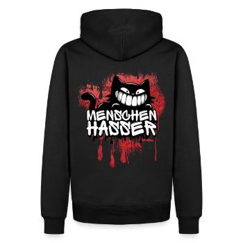 Menschenhasser Katze – Für alle, die ehrlich sind - Männer Premium Bio Hoodie - Schwarz - Hinten - Nico (187cm)