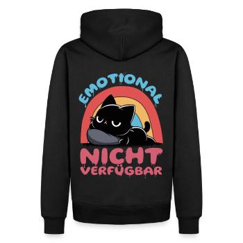 Emotional nicht verfügbar – schwarze Katze - Männer Premium Bio Hoodie - Schwarz - Hinten - Nico (187cm)