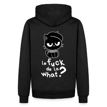 Le Fuck de la what - Schwarze französische Katze - Männer Premium Bio Hoodie - Schwarz - Hinten - Nico (187cm)