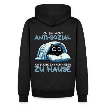Ich bin nicht anti-sozial – nur gerne zu Hause - Männer Premium Bio Hoodie - Schwarz - Hinten - Nico (187cm)